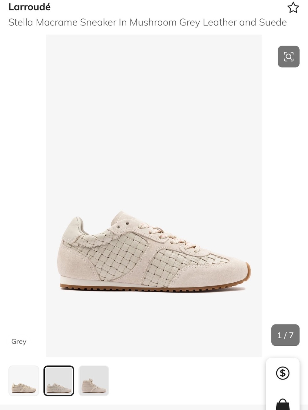Stella Macramé Sneaker in Mushroom Grey
